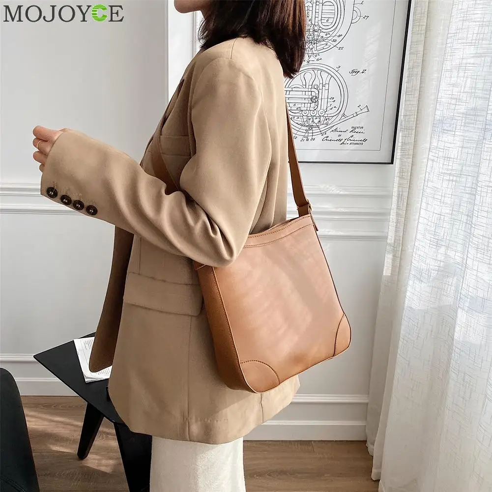 Mode Solid Farve Håndtaske Kvinder Retro Stor Kapacitet Skulder, Top håndtag Tasker Populære Simple Kvindelige Daglige Taske
