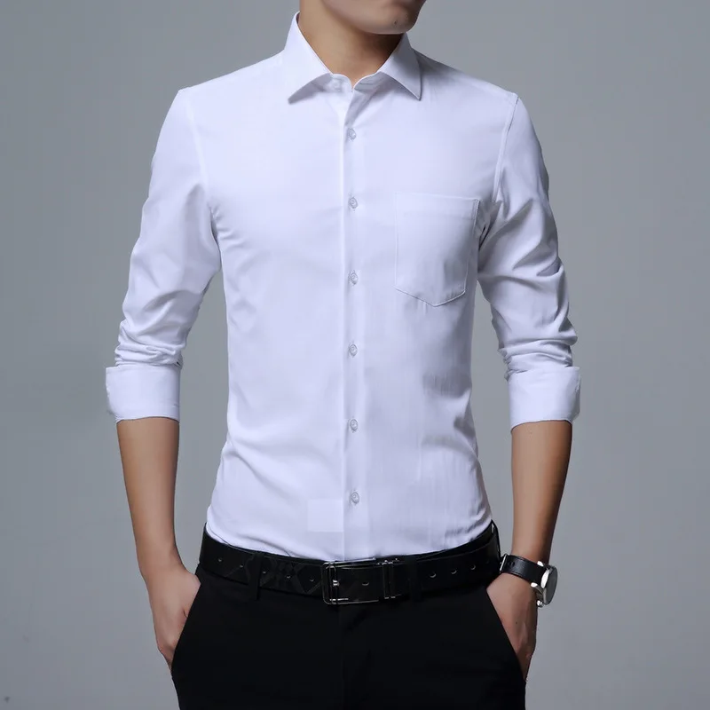 Mode til Mænd 2020 Mænds Lange Ærmer Hvid Sort Blå Slim Fit Mands Tøj Forretning Formel Kjole Shirts til Mænd Tøj