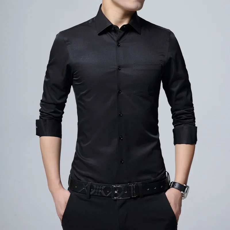 Mode til Mænd 2020 Mænds Lange Ærmer Hvid Sort Blå Slim Fit Mands Tøj Forretning Formel Kjole Shirts til Mænd Tøj
