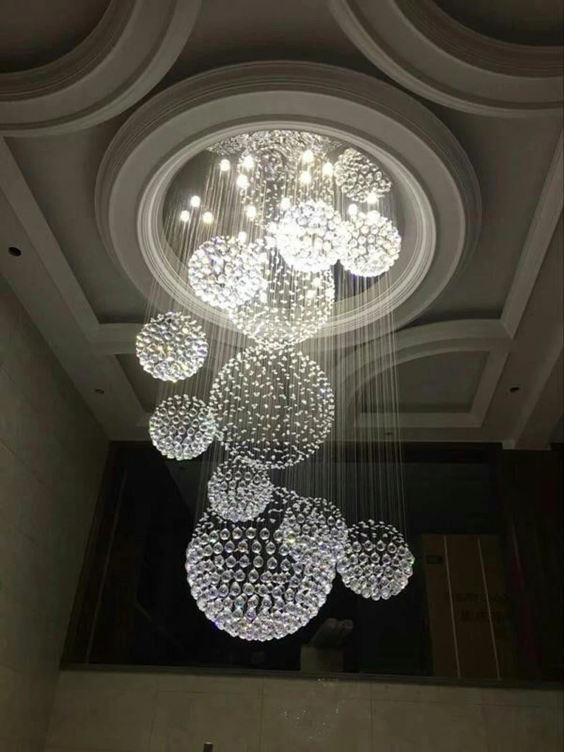 Moderne K9 Krystal Lysekrone Til Trappe 11pcs Store krystalkugle LED-Lampe Spiral Design-Stue Kampprogram