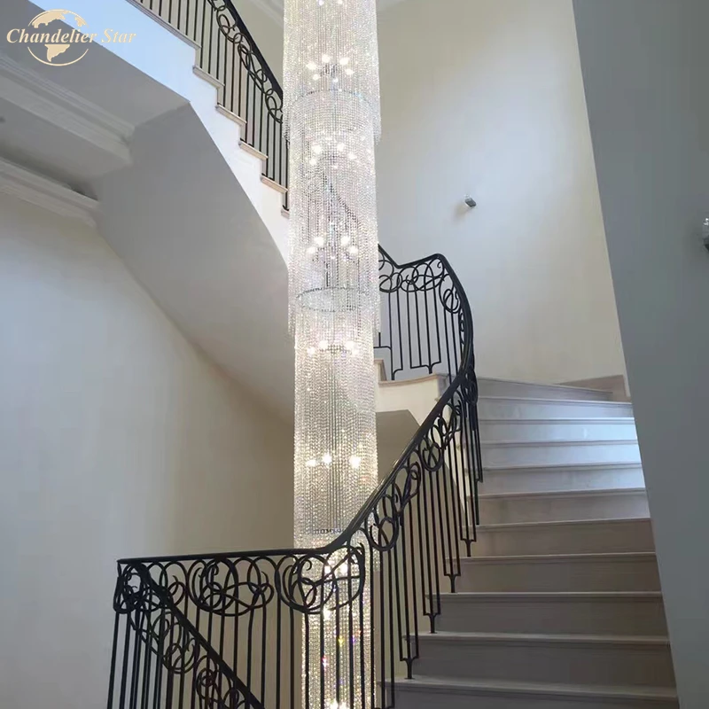 Moderne Luksus Krystal Lysekroner Belysning til stuen Hotel Store Trappe Soveværelse Restaurant LED Glans Indendørs Lampe