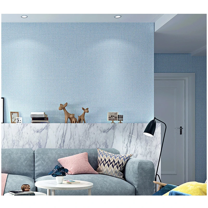 Moderne Minimalistisk Tekstureret Ikke selvklæbende Tapet Fast Farve Ikke-vævet Kontakt Papir Stue Home Decor Wall Stickers
