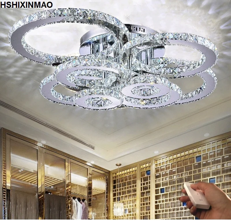 Moderne og kreative LED loft lampe stue, soveværelse ring crystal indendørs LED skinne Dæmpning loftslamper AC110-240V
