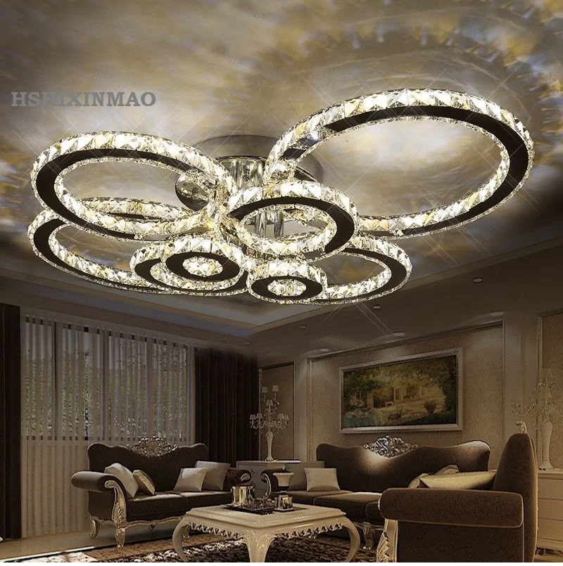 Moderne og kreative LED loft lampe stue, soveværelse ring crystal indendørs LED skinne Dæmpning loftslamper AC110-240V