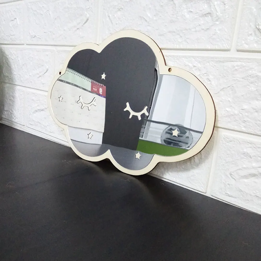 Moderne Spejl Væg Stue Træ Farve Smuk Foto Tapet Mode, DIY 3D Cloud Wall Stickers Soveværelse Børn