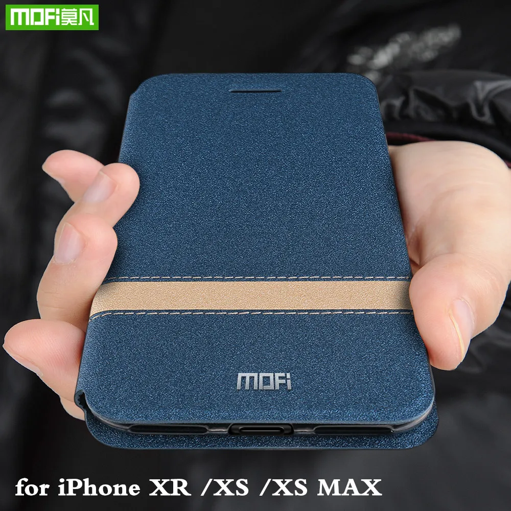 MOFi Flip Case til iPhone XR Cover for Apple XS TPU Boliger til iPhone XS Antal Coque Folio PU Læder Silikone Book Shell