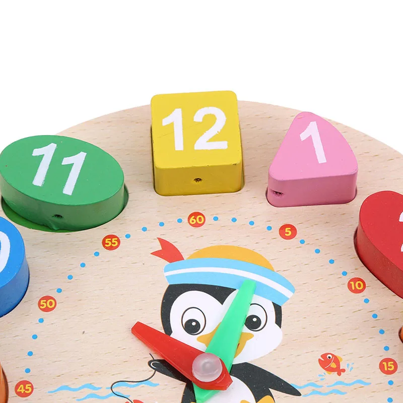 Montessori Tegnefilm Dyr Pædagogiske Træ-Beaded Digitalt Ur Gåder Sjove Gadgets Nyhed Interessant Legetøj For Børn