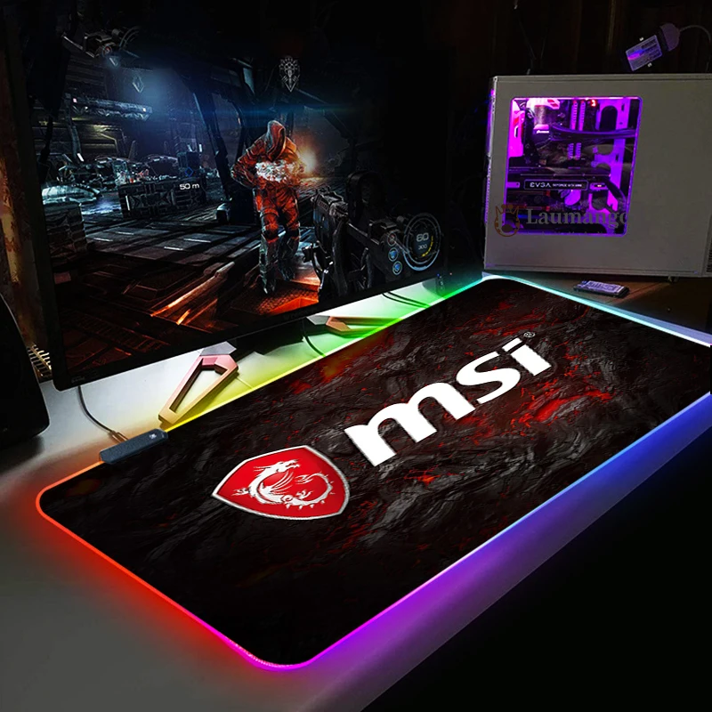 MSI DIY Brugerdefineret RGB Stor Gaming Lysende Led-Udvidet Belysning musemåtte Låsning Kant Musemåtte Tastatur Skrivebord Måtte til CSGO