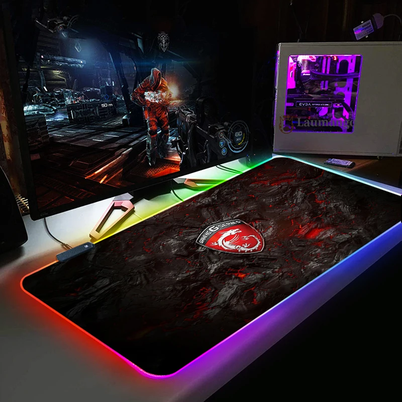 MSI DIY Brugerdefineret RGB Stor Gaming Lysende Led-Udvidet Belysning musemåtte Låsning Kant Musemåtte Tastatur Skrivebord Måtte til CSGO