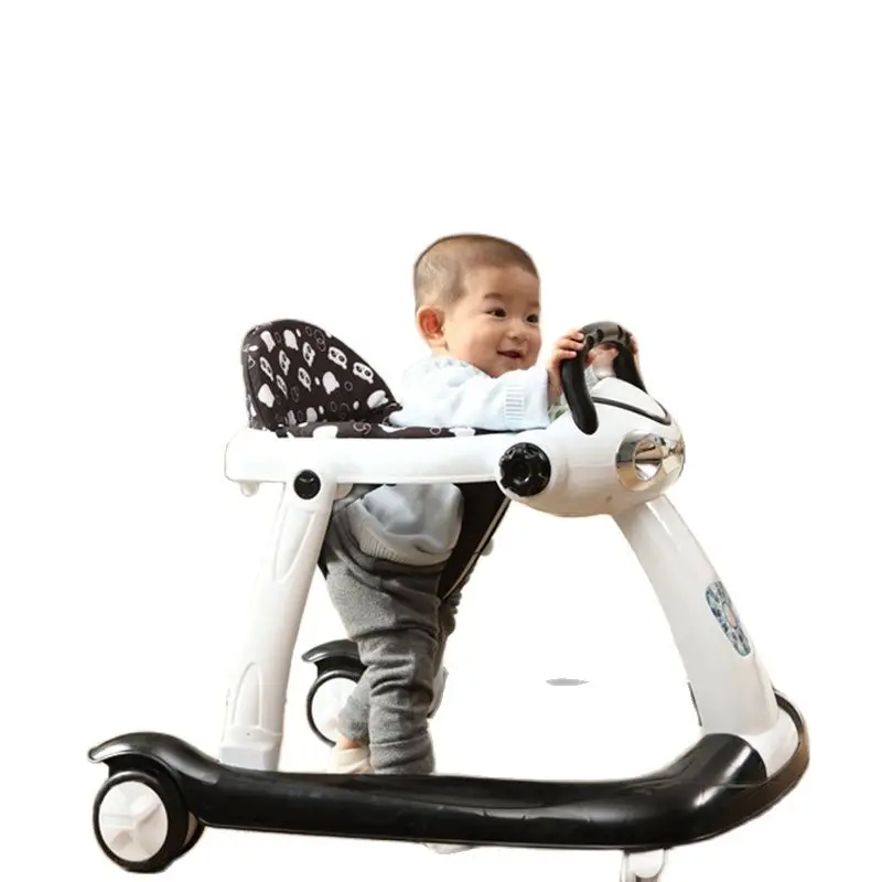 Multi-funktion Gåstol Med Hjul Baby Gang Læring Anti Rollover Sammenklappelige Hjul Walker Lys Sæde Bilen 6-24 Måneder
