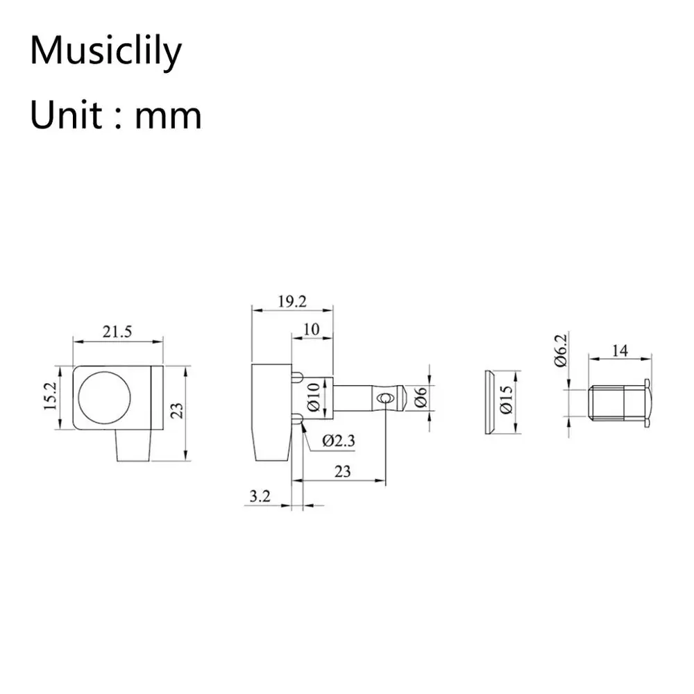 Musiclily Pro 6-i-linje 2-pins Forseglet Guitar Tunere Machine Head Tuning Sæt Pinde for Fender Strat/Tele, Guld