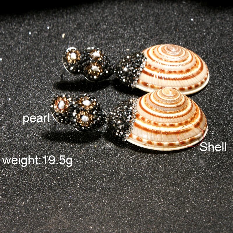 MÅNEN PIGE Unikke Naturlige Shell Kvinder Party Mode Ørering Geometriske Sætning Elegant Perle Dingle Øreringe Femme Drop Shipping