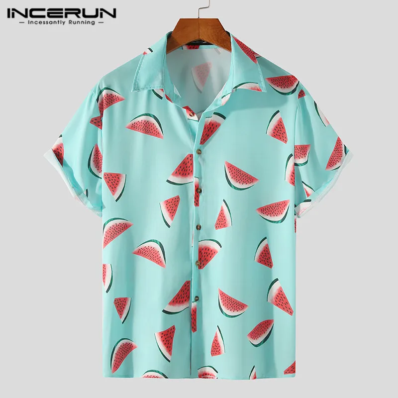 Mænd Hawaii-Skjorte Trykt Revers Korte Ærmer Åndbar Stranden Shirts Streetwear Mode Sommeren Camisa Masculina S-3XL INCERUN