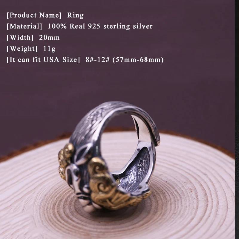 Mænd Kvinder Justerbar Ring, Ægte 925 sterling sølv Smykker, Dyr Heldig Brave Tropper Åbning Ring 2018 Nye Ankomst FR44