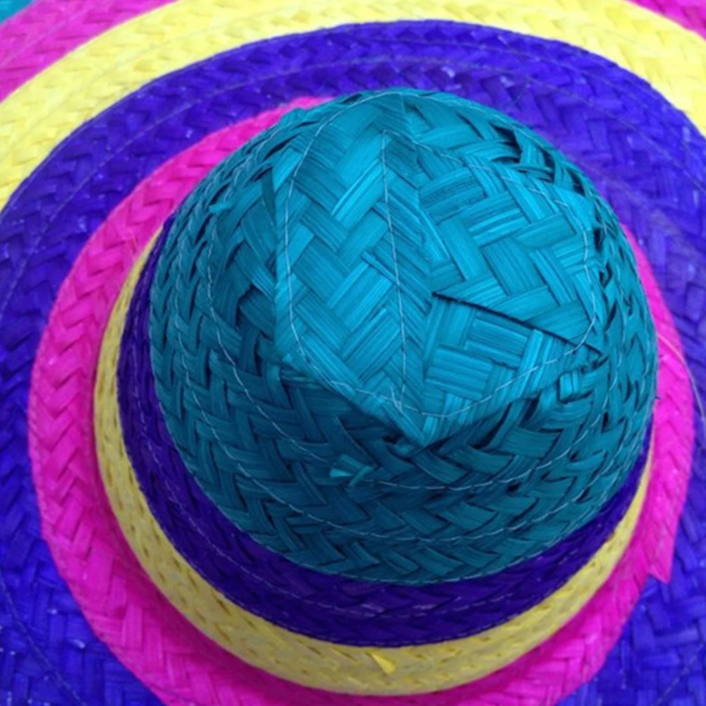 Mænd Kvinder Offentlig Farverige Kanter Gave Alle Årstider Mexicansk Stil Stråhatte Dekorative Wide Brim Børn Tilfældig Farve Festartikler