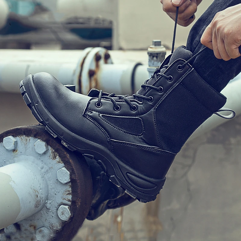 Mænd sikkerhedssko Stål Toe sko Anti-smashing Anti-punktering Byggeriet sko Støvler Anti-slip Åndbar sko Sikkerhed