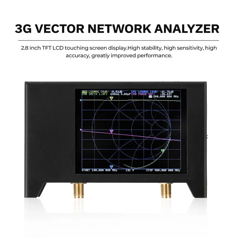 NanoVNA V2 3ghz Vector Network Analyzer S-A-A-2-Antenne Analyzer Kortbølget HF, VHF, UHF med Boliger Antenne Analyzer