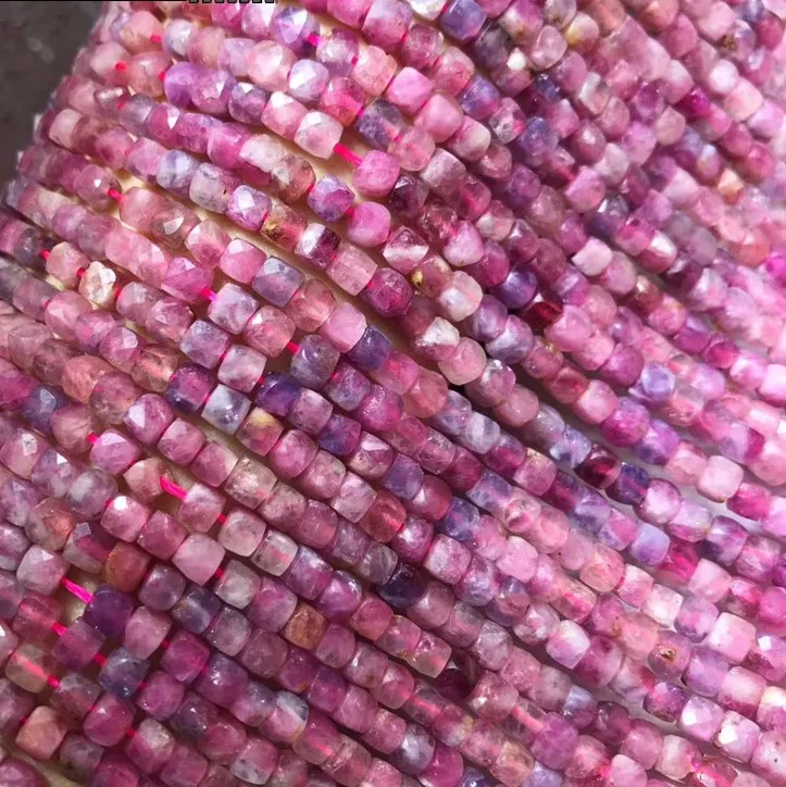 Naturligt sukker, Turmalin farverige 4,5 mm facetslebet pladsen perler for needleworks perle DIY kvinder jewellry krystal Armbånd halskæde