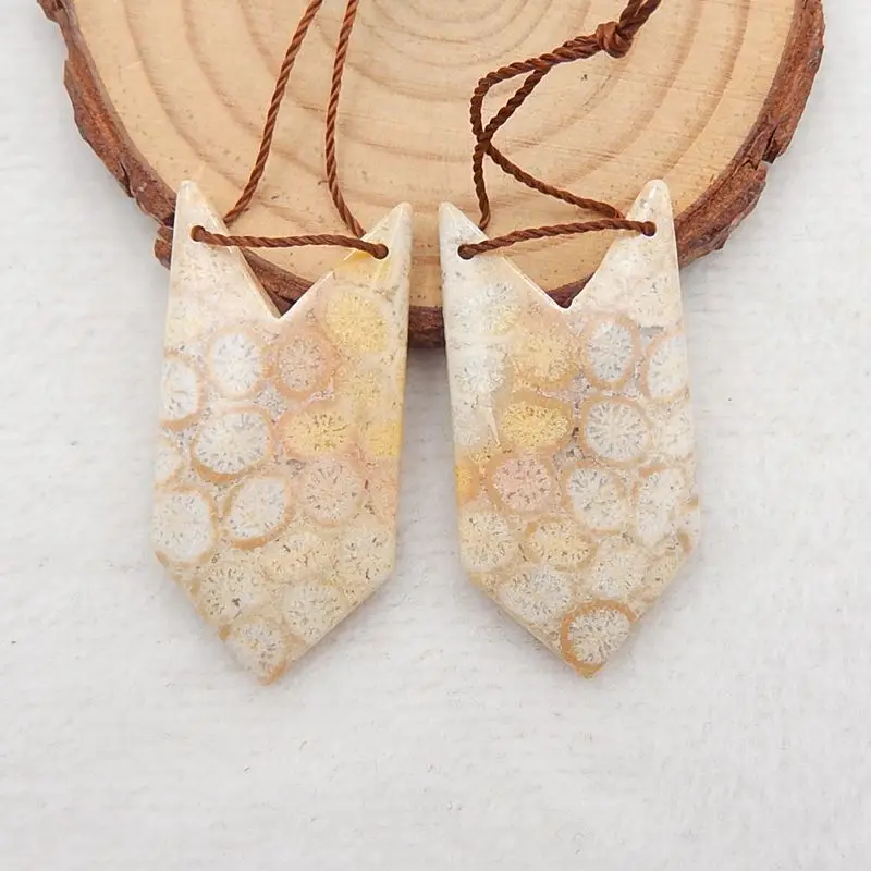 Natursten Gemstone Indonesiske coral Øreringe Perle 39x19x5mm 11g mode smykker tilbehør