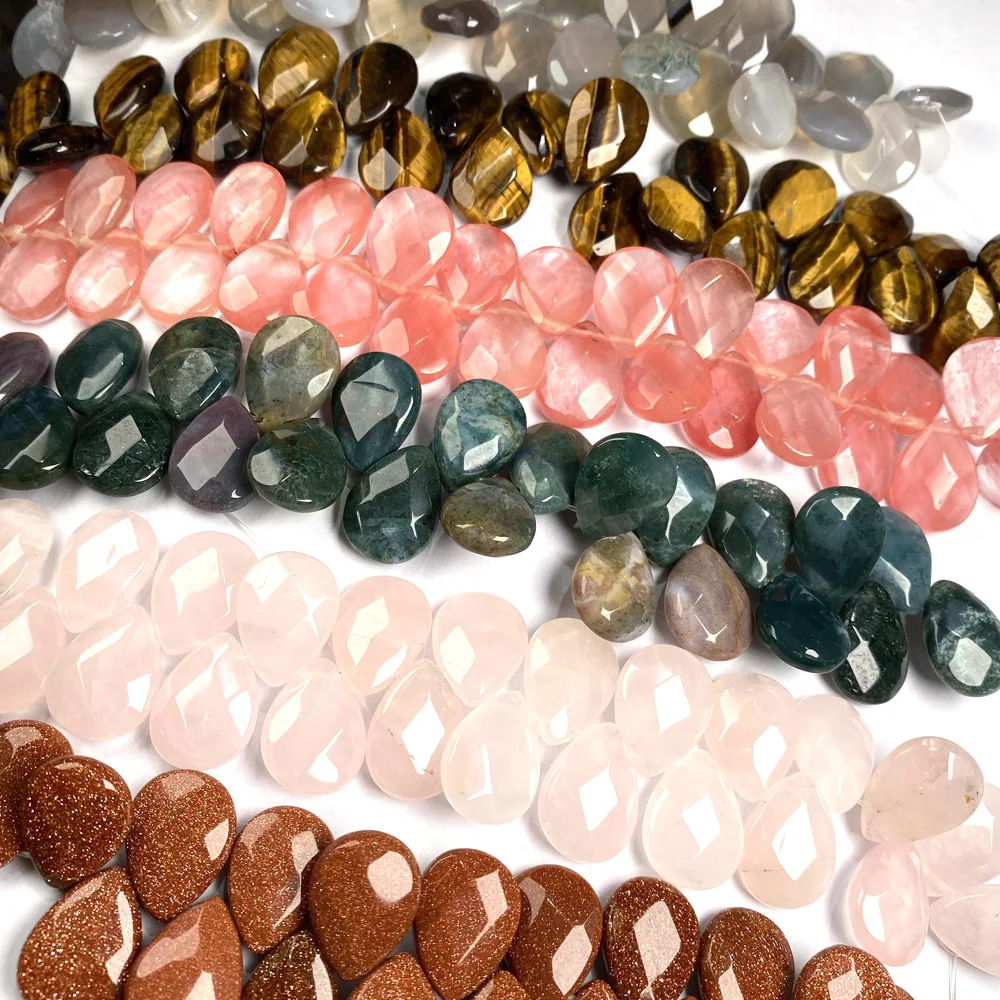Natursten Vand drop form Facetteret krystal Halvfabrikata Løse perler Til smykker at gøre DIY-Halskæde og Armbånd Tilbehør