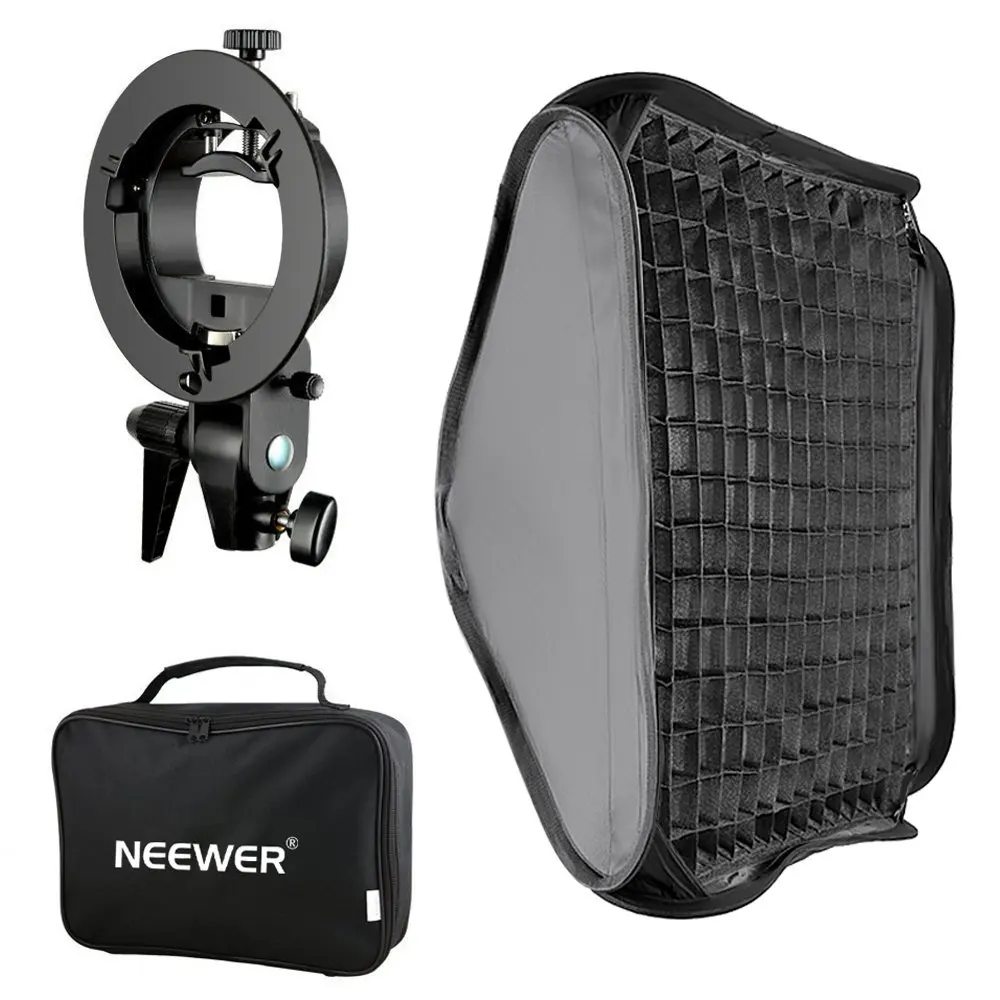Neewer 32x32 cm Bowens Mount Softbox+Net+S-typen Flash Beslag til Nikon SB-600/800/900/910/Canon380EX/430EX II/550EX osv.