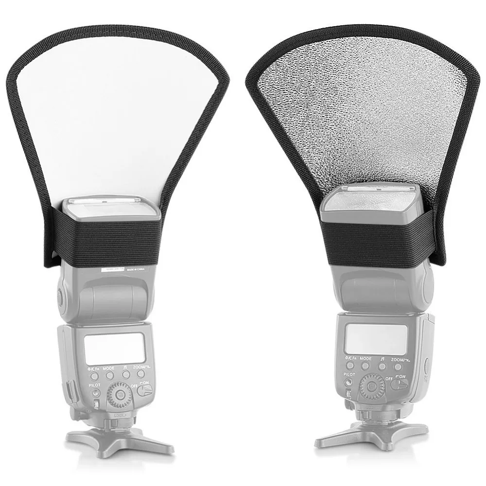 Neewer Flash Diffuser Sølv/Hvid Reflektor for Nikon Speedlite SB-600/800/900/Canon 380EX/430EX/550EX/580EX/Vivita Flash