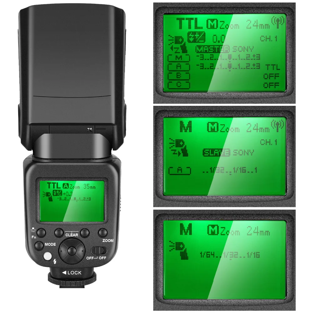 Neewer TTL-Flash til Sony HSS 1/8000s GN58 Master Slave Speedlite for Alpha A6000 A6300 A6500 A7 A7R Kamera 2,4 G Wireless NW630
