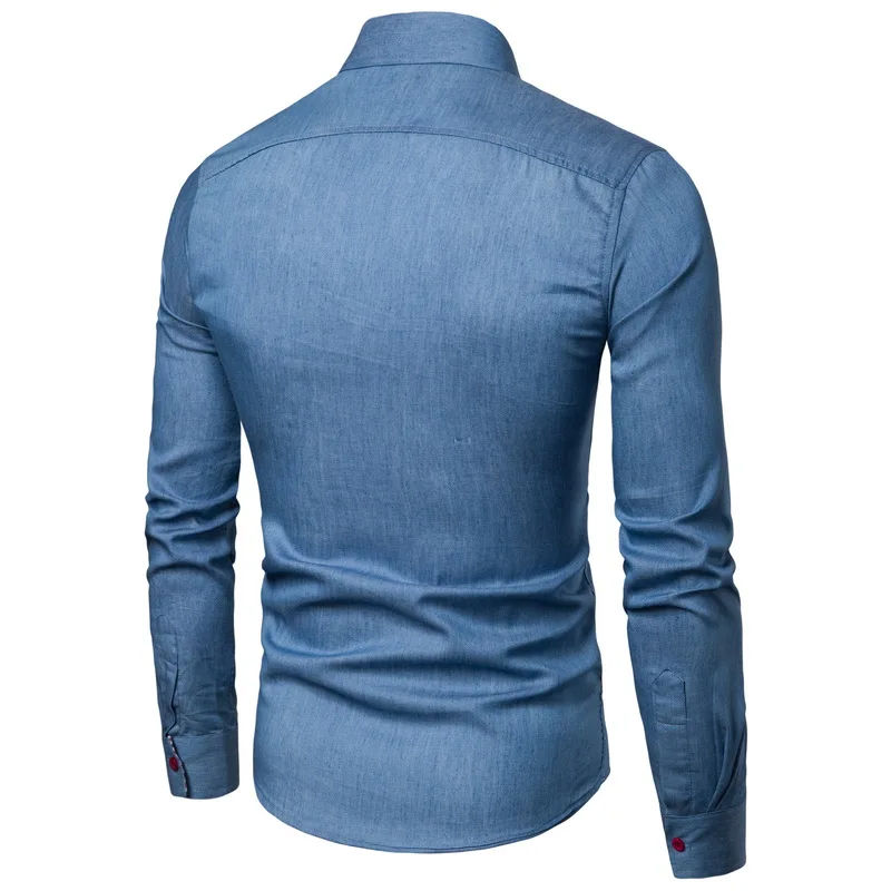 NEGIZBER 2019 Efteråret Herre Jeans Solid Skjorte Slim Fit Jeans langærmet Shirt til Mænd Top Kvalitet Bomuld, Denim Jeans, Shirts Mænd
