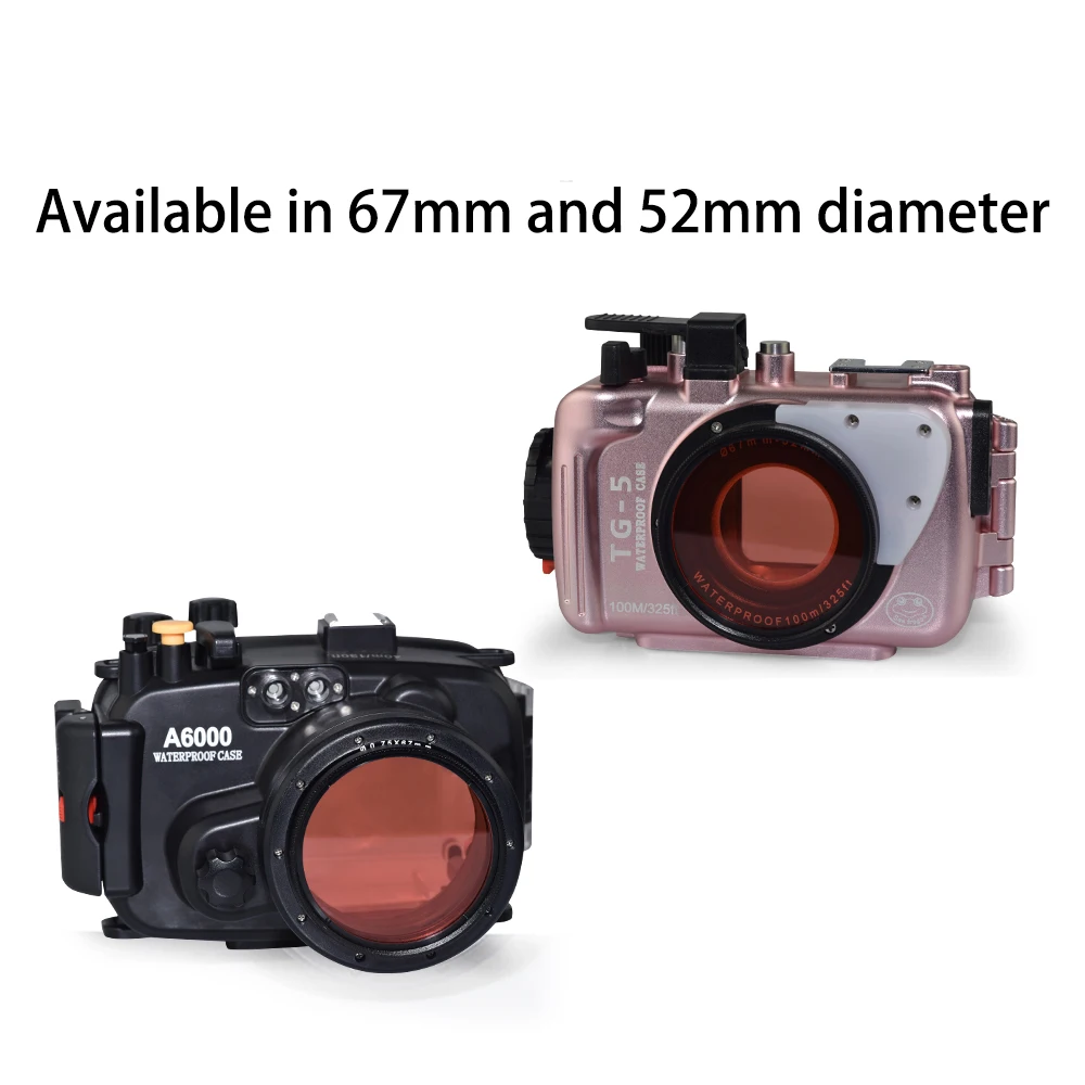 Nite Scuba Kamera Linse 67 mm 52 mm Cirkulære Polarisator Kamera Tråd Red Filter Farve Lys Afhjælpe Dykning Boliger Montere
