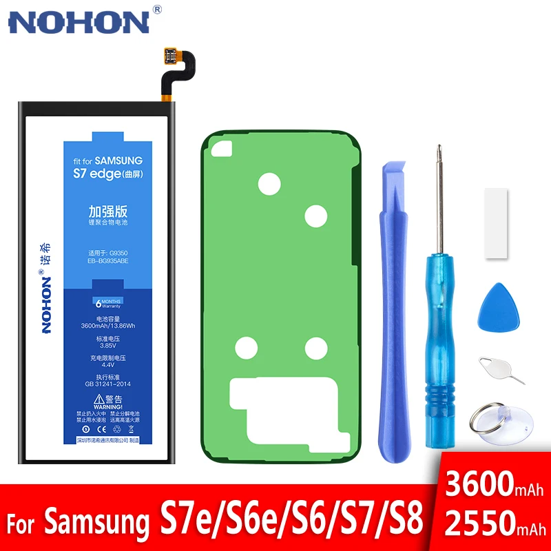 NOHON Batteri Til Samsung Galaxy S7 S6 kant S8 G950F G935F G930F G925F G920F Oprindelige Udskiftning Mobiltelefon Batería + Værktøjer