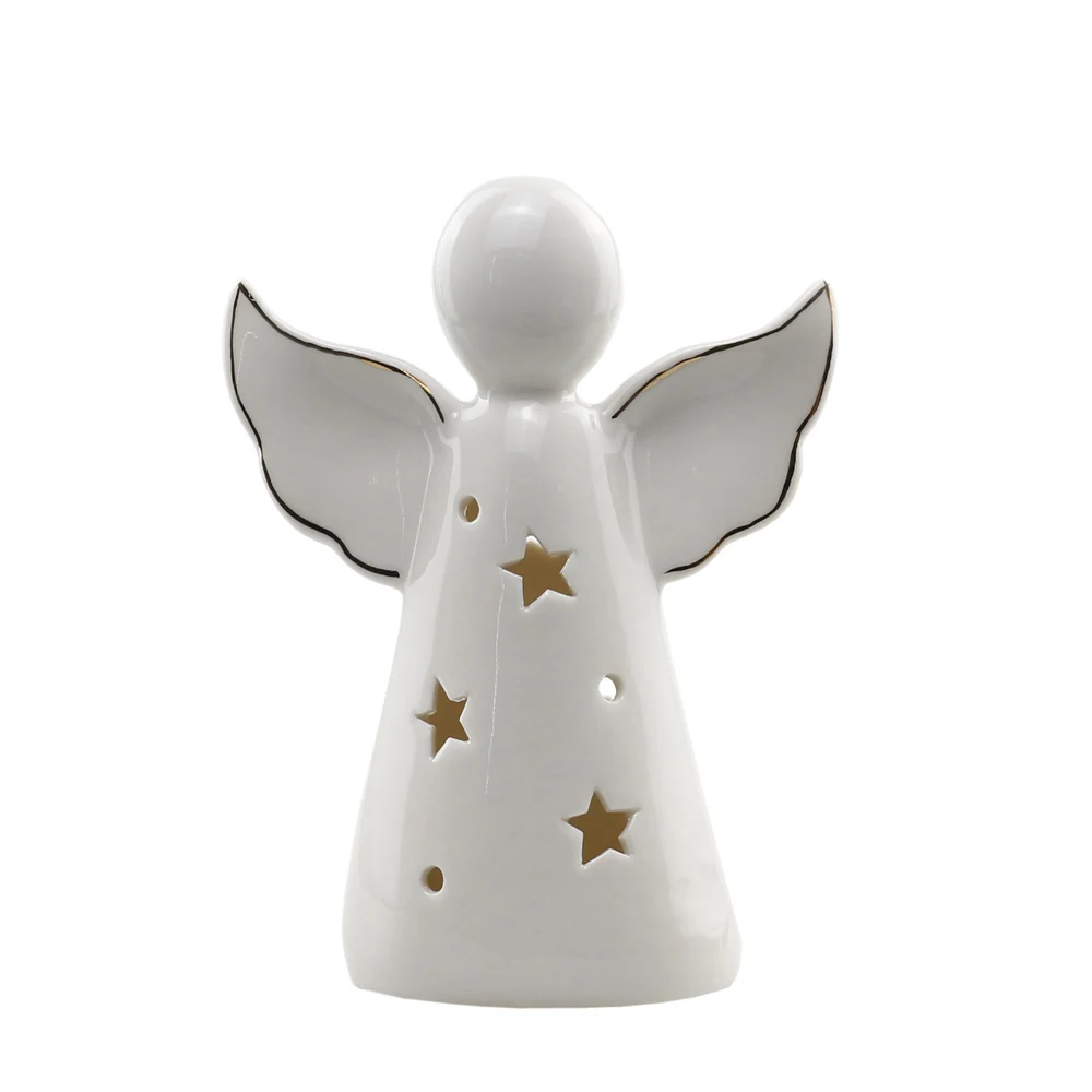 Nordisk Moderne Abstrakte Geometriske Figurer Engel Statue Keramiske Hjem Dekoration Af Porcelæn Angel Girl Dukke Hule Jul Indretning