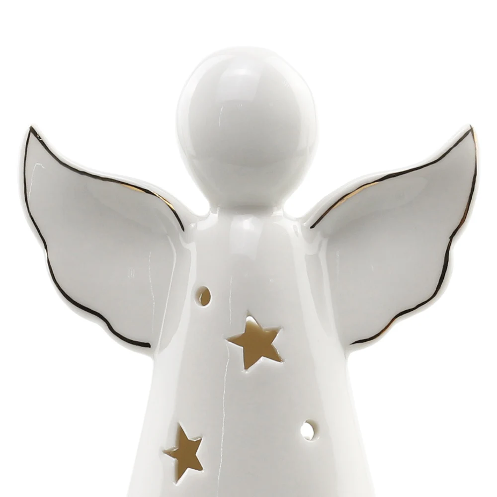 Nordisk Moderne Abstrakte Geometriske Figurer Engel Statue Keramiske Hjem Dekoration Af Porcelæn Angel Girl Dukke Hule Jul Indretning