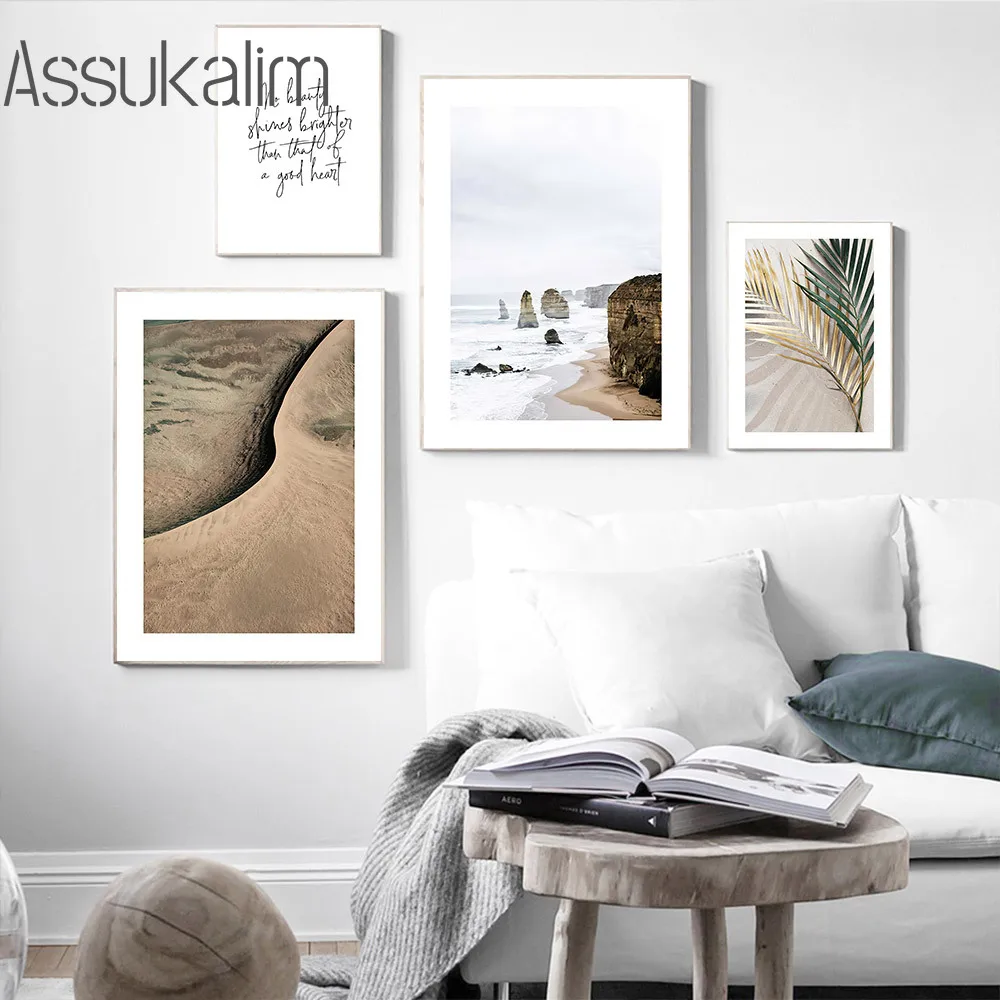 Nordisk Plakat Landskab Kunst Maleri Botaniske Palm Leaf Væg Kunst, Lærred Print Beach Væg Billeder For Living Room Dekoration