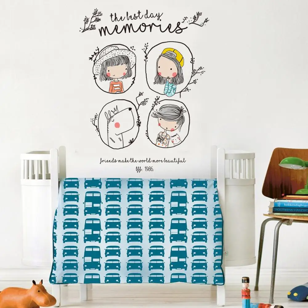 Nordisk stil tegnefilm drenge piger kids room home decor, PVC vinyl væg kunst klistermærker, hjem mode dekoration wallpapers