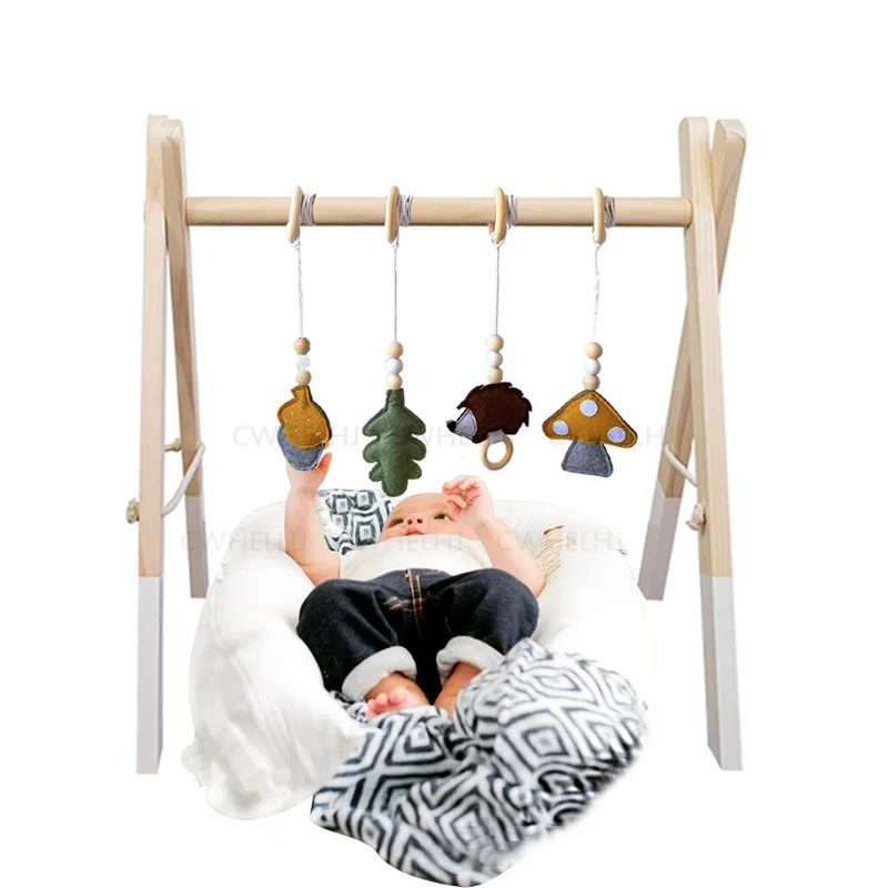 Nordisk Stil Træ-Baby Fitness Børnehave Sensorisk Legetøj Gantry Sammenklappelig Baby Spille Fitness-Frame Activity Center Hængende Bar Nyfødte Gave