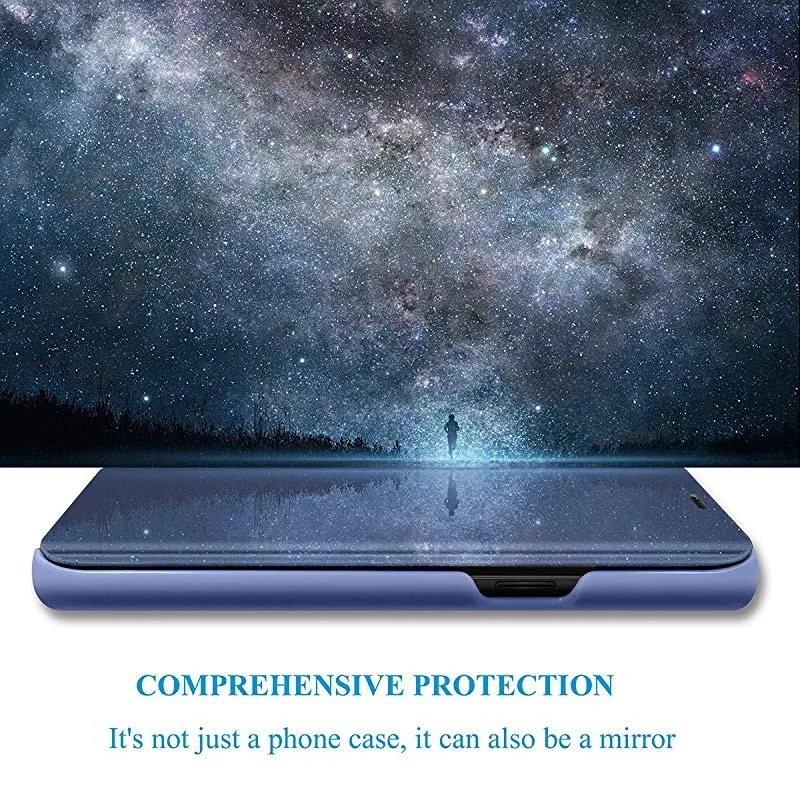 Nordlys For Xiaomi Mi Note 10 Lite Tilfælde Stå Indehaveren Flip Mirror Se Sag For Mi Note 10 Lite Stødsikkert Spejlet View Cover