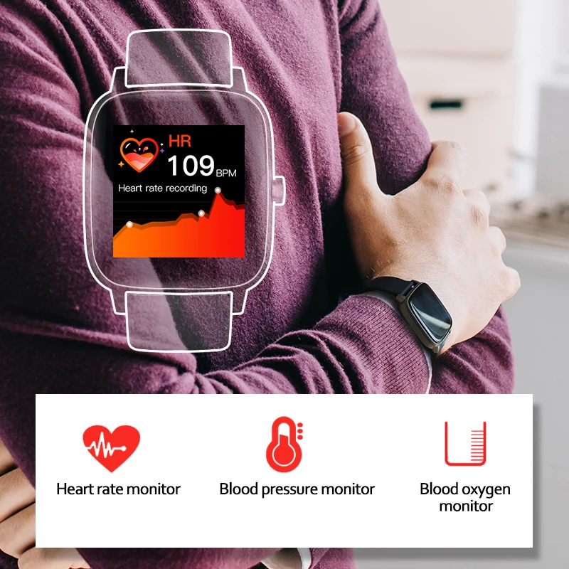 NORTHEDGE Mænds Smart Ur Kvinder på Fuld Tryk Fitnedd Tracker Blodtryk, puls, Iltindhold i Blodet Smart Colock Til Android, IOS