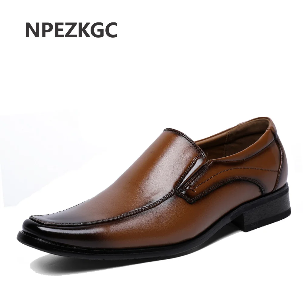 NPEZKGC 2019 Nye Mænd Sko Forår Sommer Business Kjole Sko i Ægte Læder Retro Herre Sko Komfortable Shoes Hombre