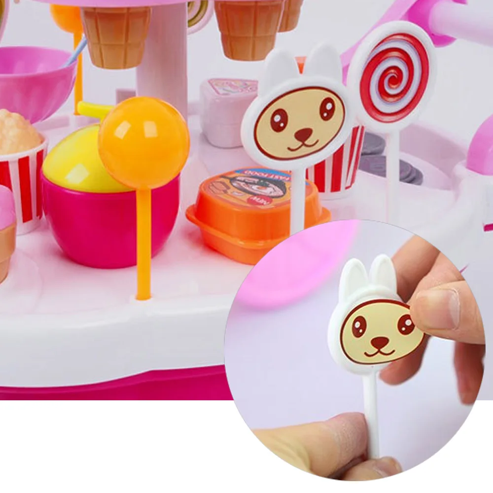 Ny 1 Sæt Foregive Spille Toy Simulering Miniature Små Søde Candy Is Cart Shop Supermarked Børn At Spille Toy