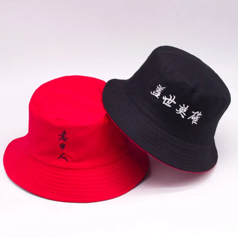Ny Dobbelt-sidet bære Solid farve Spand Hatte skygge fladskærms caps udendørs fiskeri, jagt, fisker, solcreme folde bucket hat