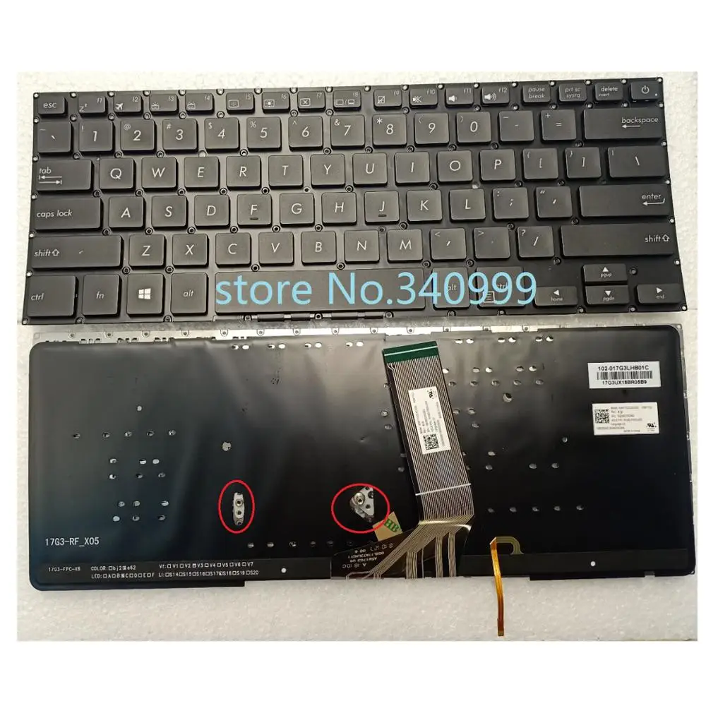 Ny For ASUS VivoBook X411 X411SC X411UV Baggrundsbelyst Tastatur OS sort