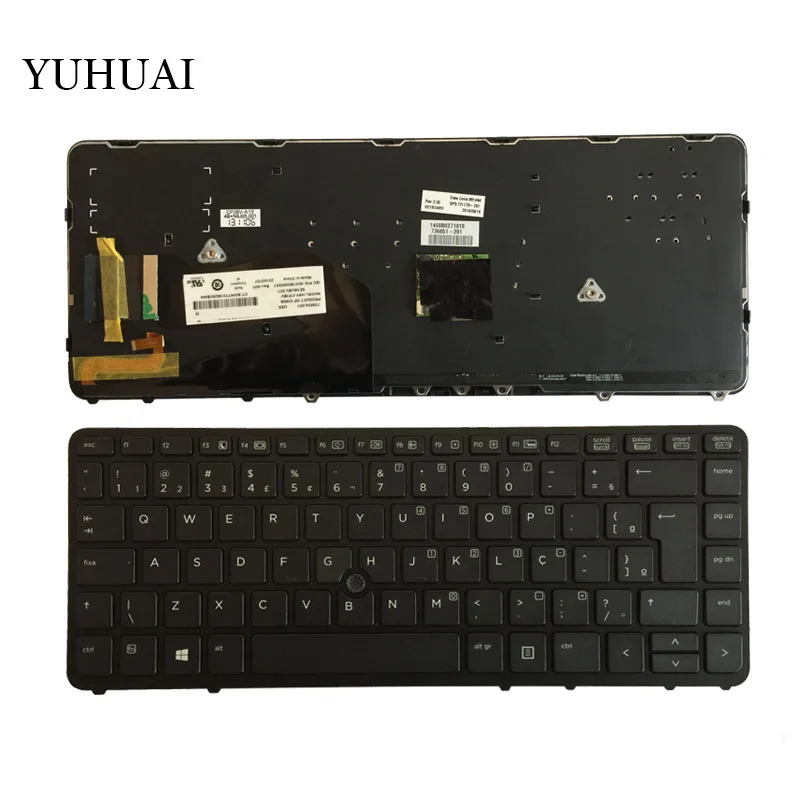 Ny FOR HP EliteBook 840 G1 850 G1 Brasilien Sort BR laptop Tastatur med ramme Baggrundsbelyst