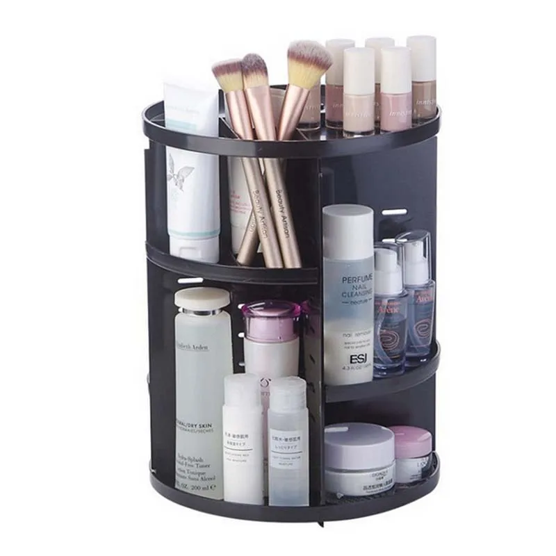 Ny Mode 360-graders Roterende Makeup Organizer Smykker opbevaringsboks Hylde Børste Smykker Arrangør Sag