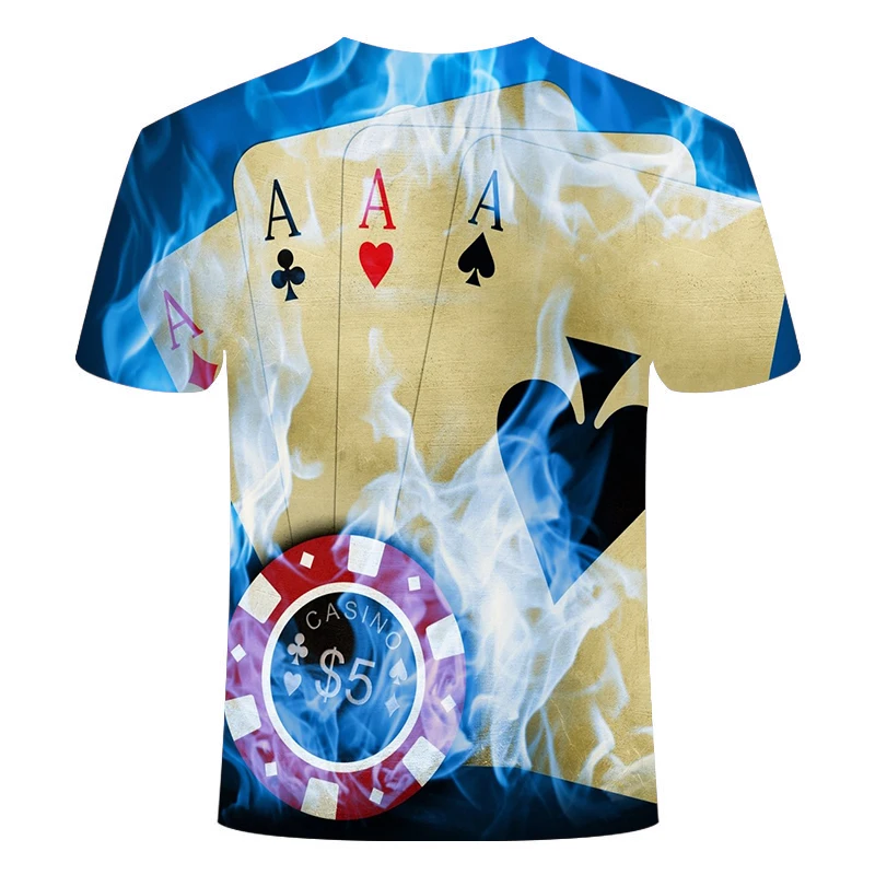 Ny mode mandlige spille kort, 3D-printede T-shirt par sommer kort-langærmet T-shirt skjorte mandlige og kvindelige poker gade design