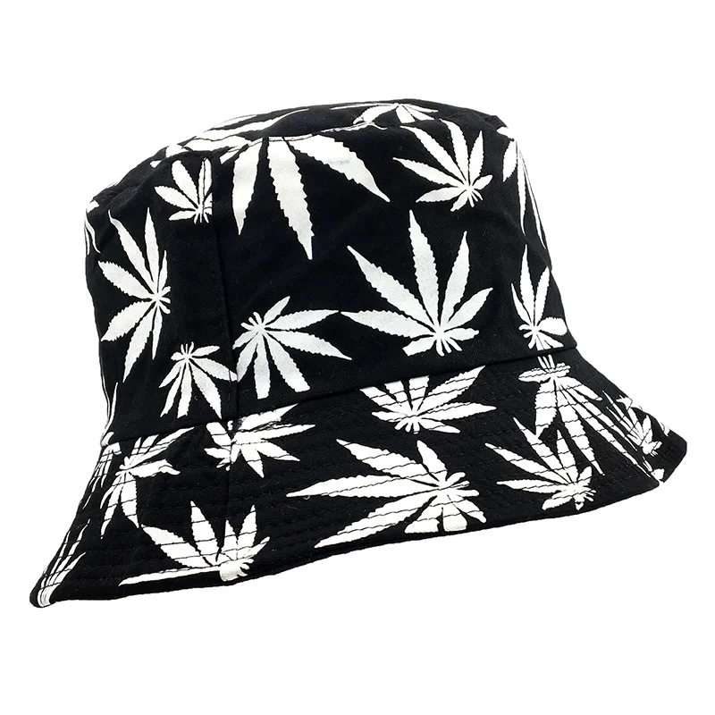 Ny stil Kvinder mænd Mode Hamp Blad Design Bassin caps Ahorn blade Brooklyn Bucket Hat Fisker Sommer Strand fritid Panama hat