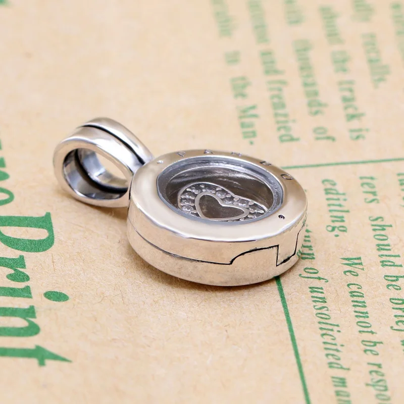 Ny Ægte 925 Sterling Sølv Perler Charms Floating Box Heart Dingle Charme Passer Oprindelige Pan Armbånd Til Kvinder DIY Smykker at Gøre