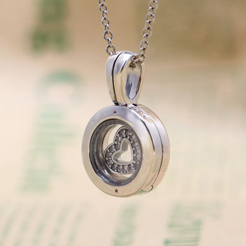 Ny Ægte 925 Sterling Sølv Perler Charms Floating Box Heart Dingle Charme Passer Oprindelige Pan Armbånd Til Kvinder DIY Smykker at Gøre