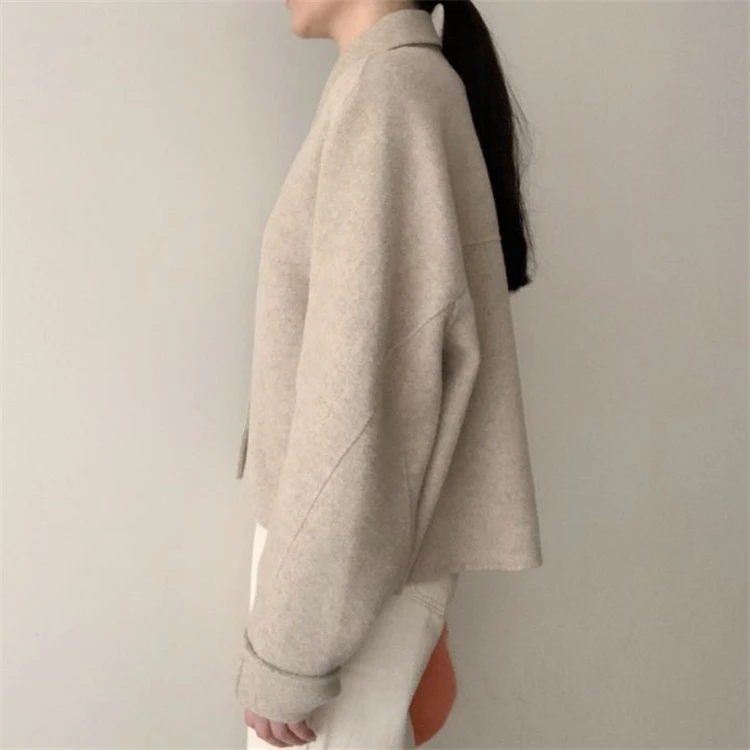 Nye 2021 Efterår og Vinter Kvinder Jakke Vintage Elegante Fashionable Oversize koreanske Cashmere Varm Korte Toppe