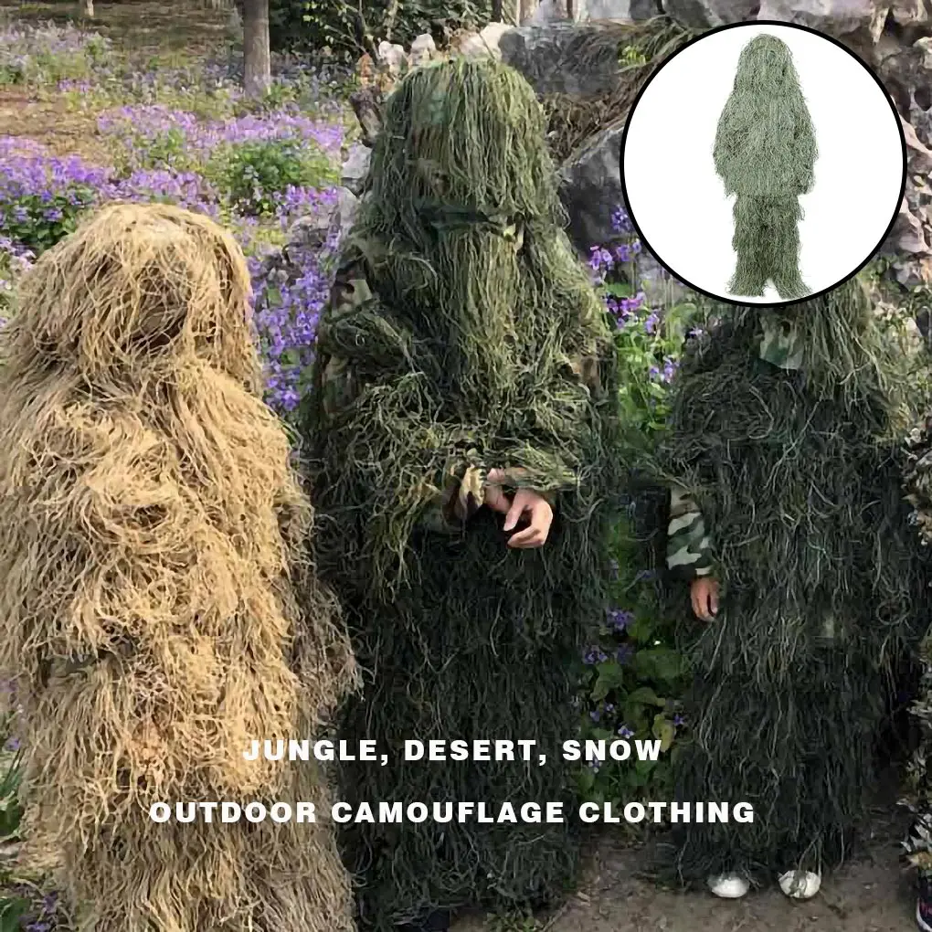 NYE 3D Camouflage Dragt Jagt Ghillie Suit Hemmelighedsfuld Jagt Tøj Usynlighed Hær Hardball Sniper Skyde Militær Uniform