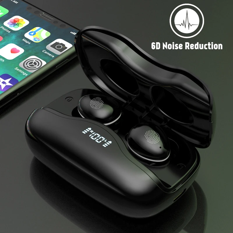 Nye 6D støjreduktion Headset Trådløse Bluetooth-Sport Hovedtelefoner Touch-Kontrol Musik Ørepropper Med 1200mAh Opladning MAX W16 TWS